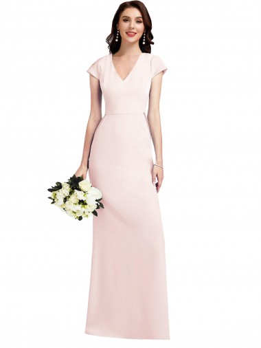 Shop Cap Sleeve A-Line Formal Crepe Bridesmaid Dress / Prom Dress with Pockets Toronto