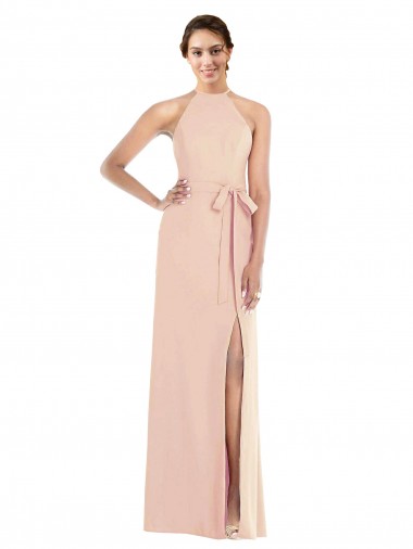 Shop Halter Criss Cross Cutout Back Maxi Formal Crepe Bridesmaid Dress / Prom Dress Toronto