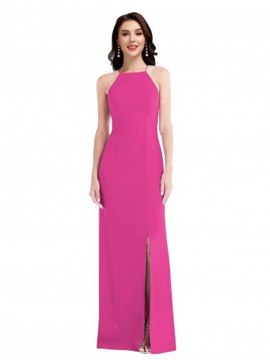 Shop Open Back High Neck Halter Trumpet Formal Crepe Bridesmaid Dress / Prom Dress Toronto