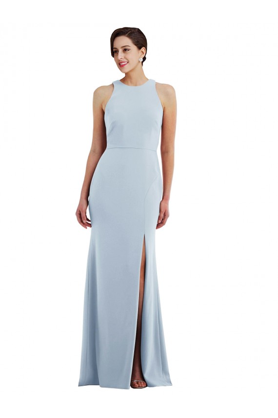 Shop Cutout Open Back Halter Maxi Formal Crepe Bridesmaid Dress / Prom Dress with Scarf Tie Toronto