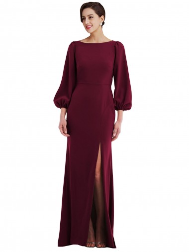 Shop Bishop Sleeve Open Back Trumpet Formal Crepe Bridesmaid Dress / Prom Dress with Scarf Tie Toronto