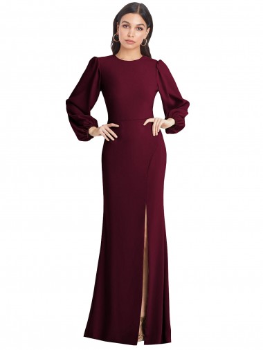 Shop Puff Sleeves Long Maxi Briddesmaid Dress with Cutout Tie Back Toronto