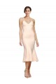 Shop Midi Cocktail Length V-Neckline Crepe Bridesmaid Dress / Prom Dress with Thin Straps and Fulted Skirt Toronto