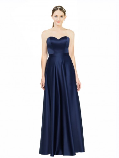 Shop Floor Length Sweetheart Neckline Formal Stretch Satin Bridesmaid Dress with Belt Toronto