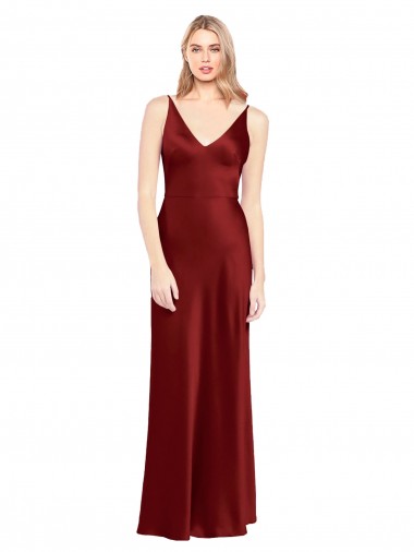 Shop Full Length Long Formal Stretch Satin Slip Bridesmaid Dress / Prom Dress V-Back Toronto