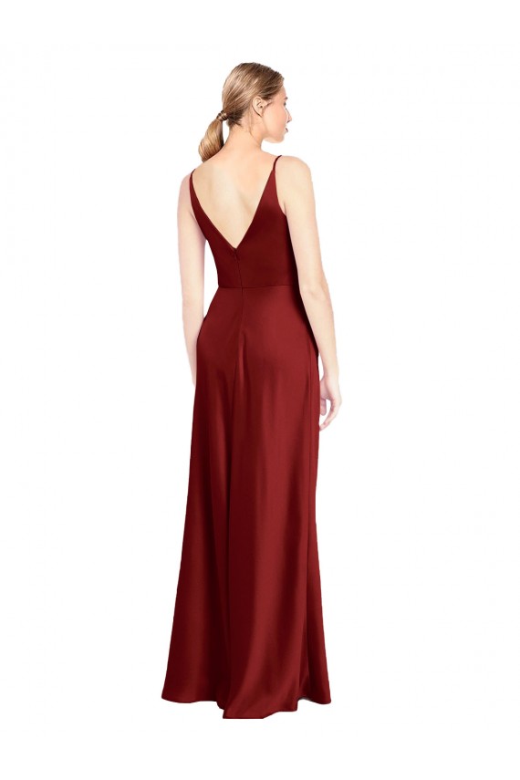 Shop Full Length Long Formal Stretch Satin Slip Bridesmaid Dress / Prom Dress V-Back Toronto