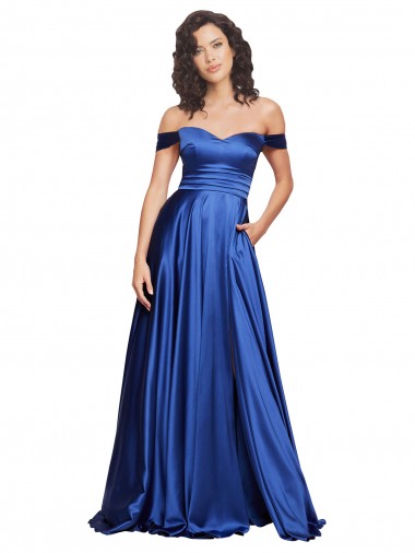 Shop Ball Gown Off the Shoulder Sweetheart Formal Stretch Satin Bridesmaid Dress / Prom Dress Toronto