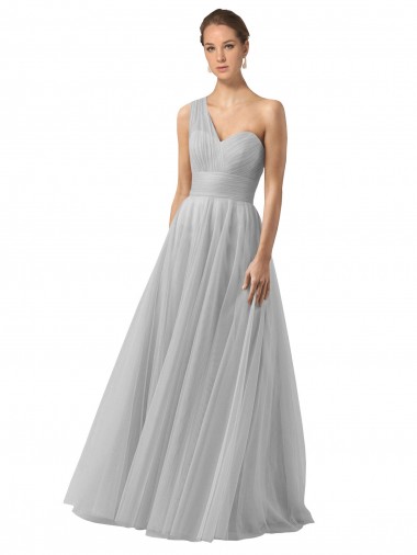 Shop Floor Length Tulle Bridesmaid Dress with Shirred One Shoulder Bodice Toronto