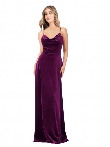 Shop Draped Neckline Spaghetti Straps Formal Velvet Bridesmaid Dress / Prom Dress Toronto