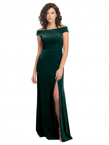 Shop Floor Length Cap Sleeves Long Formal Velvet Bridesmaid Dress / Prom Dress with High Side Slit Toronto