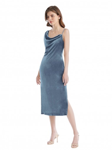 Shop Midi Length Asymmetrical One Shoulder Velvet Slip Bridesmaid Dress / Prom Dress Toronto