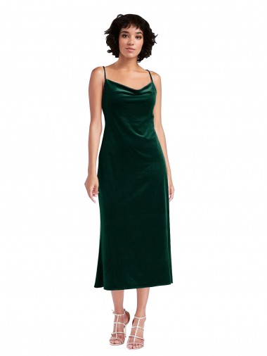 Shop Midi Length Cowl Neck Formal Velvet Short Cocktail Slip Bridesmaid Dress / Prom Dress Toronto