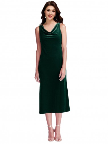 Shop Cowl Neck Velvet Midi Cocktail Length Bridesmaid Dress / Prom Dress Toronto